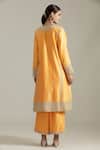 Priyaa_Yellow Chanderi Silk, Net Sequins, Cut Work Dori Embroidered Kurta Pyjama Set _Online_at_Aza_Fashions