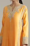 Shop_Priyaa_Yellow Chanderi Silk, Net Sequins, Cut Work Dori Embroidered Kurta Pyjama Set _Online_at_Aza_Fashions