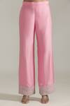 Buy_Priyaa_Pink Organza, Silk Sequins, Cut Work V-neck Foliage Embroidered Kurta Pyjama Set 