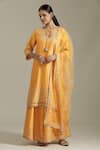 Buy_Priyaa_Yellow Chanderi Silk Embroidered Gota Patti Keyhole Kurta Sharara Set  _at_Aza_Fashions