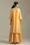 Shop_Priyaa_Yellow Chanderi Silk Embroidered Gota Patti Keyhole Kurta Sharara Set  _at_Aza_Fashions