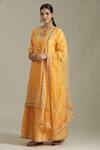 Priyaa_Yellow Chanderi Silk Embroidered Gota Patti Keyhole Kurta Sharara Set  _at_Aza_Fashions