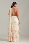 Priyaa_Orange Georgette Embroidered Blouse With Tie Dye Pre-draped Saree  _Online_at_Aza_Fashions