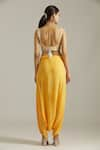 Buy_Priyaa_Yellow Georgette Floral Gota Patti Embellished Drape Pant Set  