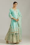 Buy_Priyaa_Blue Chanderi Silk Embroidered Gota Patti Floral Kurta Sharara Set  _at_Aza_Fashions