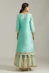 Priyaa_Blue Chanderi Silk Embroidered Gota Patti Floral Kurta Sharara Set  _Online_at_Aza_Fashions