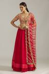 Buy_Priyaa_Red Summer Silk Embroidered Sequin Sweetheart Dori Blouse Lehenga Set  _at_Aza_Fashions