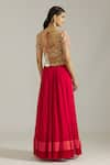 Priyaa_Red Summer Silk Embroidered Sequin Sweetheart Dori Blouse Lehenga Set  _Online_at_Aza_Fashions