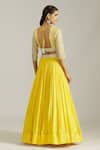 Priyaa_Yellow Chiffon Embroidered Gota Stripe Embellished Blouse Lehenga Set  _Online_at_Aza_Fashions