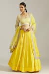 Shop_Priyaa_Yellow Chiffon Embroidered Gota Stripe Embellished Blouse Lehenga Set  _Online_at_Aza_Fashions