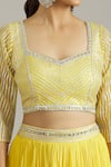 Priyaa_Yellow Chiffon Embroidered Gota Stripe Embellished Blouse Lehenga Set  _at_Aza_Fashions