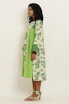 Buy_Kusmi_Green Cotton Embroidery Round Neck Rosette Print Dress _Online_at_Aza_Fashions