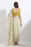 Shop_KUSMI_Yellow Print Reindeer Rooh Saree With Unstitched Blouse Fabric  _at_Aza_Fashions