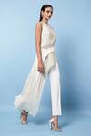 Rohit Gandhi + Rahul Khanna_White Tulle Embellishments Bead Round Asymmetric Tape Detailed Top _Online_at_Aza_Fashions