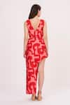 Shop House Of Varada Red Cotton Satin V-neck Abstract Printed Top And Side-slit Skirt Set at Aza Fashions Shop_House Of Varada_Red Cotton Satin V-neck Abstract Printed Top And Side-slit Skirt Set _at_Aza_Fashions