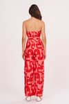 Shop_House of Varada_Red Cotton Satin Printed Abstract Tube Neck Top And Palazzo Set _at_Aza_Fashions