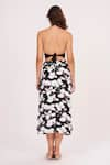 Shop_House of Varada_Black Muslin Printed Abstract Halter Top And Skirt Set  _at_Aza_Fashions