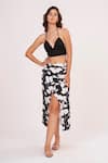 Buy_House of Varada_Black Muslin Printed Abstract Halter Top And Skirt Set  _Online_at_Aza_Fashions