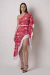 Buy House Of Varada Pink Crepe One Shoulder Floral Printed Dress at Aza Fashions Buy_House Of Varada_Pink Crepe One Shoulder Floral Printed Dress _at_Aza_Fashions