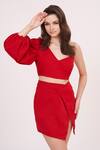 Shop House Of Varada Red Brocade One Shoulder Top And Front Slit Skirt Set Online at Aza Fashions Shop_House Of Varada_Red Brocade One Shoulder Top And Front Slit Skirt Set _Online_at_Aza_Fashions