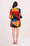 Shop_House of Varada_Multi Color Crepe Printed Geometric V Neck Wrap Dress  _at_Aza_Fashions