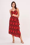 Buy_House of Varada_Red Crepe Printed Geometric Halter Top And Skirt Set  _at_Aza_Fashions