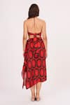 Shop_House of Varada_Red Crepe Printed Geometric Halter Top And Skirt Set  _at_Aza_Fashions