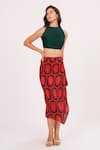 Buy_House Of Varada_Green Crepe High Neck Abstract Print Skirt Set _at_Aza_Fashions