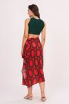 Shop_House Of Varada_Green Crepe High Neck Abstract Print Skirt Set _at_Aza_Fashions