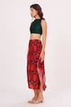 House Of Varada_Green Crepe High Neck Abstract Print Skirt Set _Online_at_Aza_Fashions