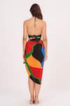 Shop_House of Varada_Green Crepe Printed Abstract Halter Top And Pattern Skirt Set _at_Aza_Fashions