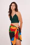 Buy_House of Varada_Green Crepe Printed Abstract Halter Top And Pattern Skirt Set _Online_at_Aza_Fashions