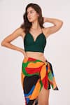 Shop_House of Varada_Green Crepe Printed Abstract Halter Top And Pattern Skirt Set _Online_at_Aza_Fashions