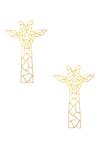 Shop_Zohra_Gold Plated Giraffe Carved Earrings _at_Aza_Fashions