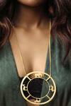 Buy_Zohra_Gold Plated Circular Pendant Necklace _at_Aza_Fashions