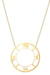 Shop_Zohra_Gold Plated Circular Pendant Necklace _at_Aza_Fashions