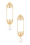 Shop_Zohra_Gold Plated Bead Floral Earrings _at_Aza_Fashions