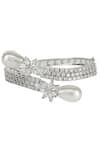 Shop_Auraa Trends_Silver Plated Pearls, Diamonds Stone Studded Bracelet _at_Aza_Fashions