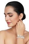Auraa Trends_Silver Plated Pearls, Diamonds Stone Studded Bracelet _at_Aza_Fashions