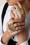 Buy_Zohra_Gold Plated Handcrafted Cutwork Ring - Single Pc_at_Aza_Fashions