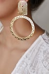 Buy_Zohra_Gold Plated Cutwork Hoop Danglers _at_Aza_Fashions