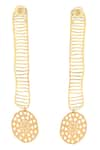 Shop_Zohra_Gold Plated Geometric Cutwork Danglers _at_Aza_Fashions