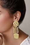 Buy_Zohra_Gold Plated Tiered Geometric Danglers _at_Aza_Fashions