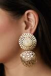 Buy_Zohra_Gold Plated Handcrafted Tiered Geometric Danglers _at_Aza_Fashions