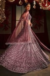 Shop_Annus Creation_Purple Net Hand Embroidered Cut Dana Plunge V Neck Bridal Lehenga Set _at_Aza_Fashions