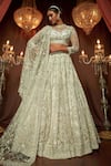 Buy_Annus Creation_Ivory Net Hand Embroidered Cut Dana Illusion Round Pearl And Bridal Lehenga Set _at_Aza_Fashions