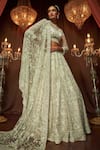 Shop_Annus Creation_Ivory Net Hand Embroidered Cut Dana Illusion Round Pearl And Bridal Lehenga Set _at_Aza_Fashions