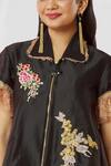 Buy_Bhairavi Jaikishan_Black Taffeta Embroidered Sequin Shirt Collar Floral High Low Jacket  _Online_at_Aza_Fashions