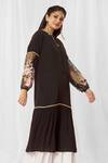 Bhairavi Jaikishan_Black Crepe Embroidered Sequin Tie-up Sheer Sleeve Panel Tunic  _Online_at_Aza_Fashions