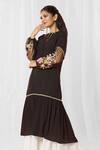 Buy_Bhairavi Jaikishan_Black Crepe Embroidered Sequin Tie-up Sheer Sleeve Panel Tunic  _Online_at_Aza_Fashions